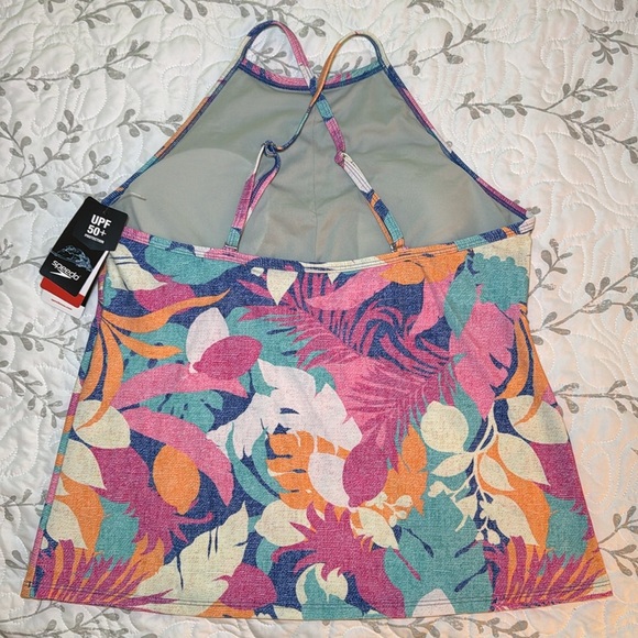Speedo Colorful Tropical Print Tankini Top Size XL (top only) - Picture 4 of 10